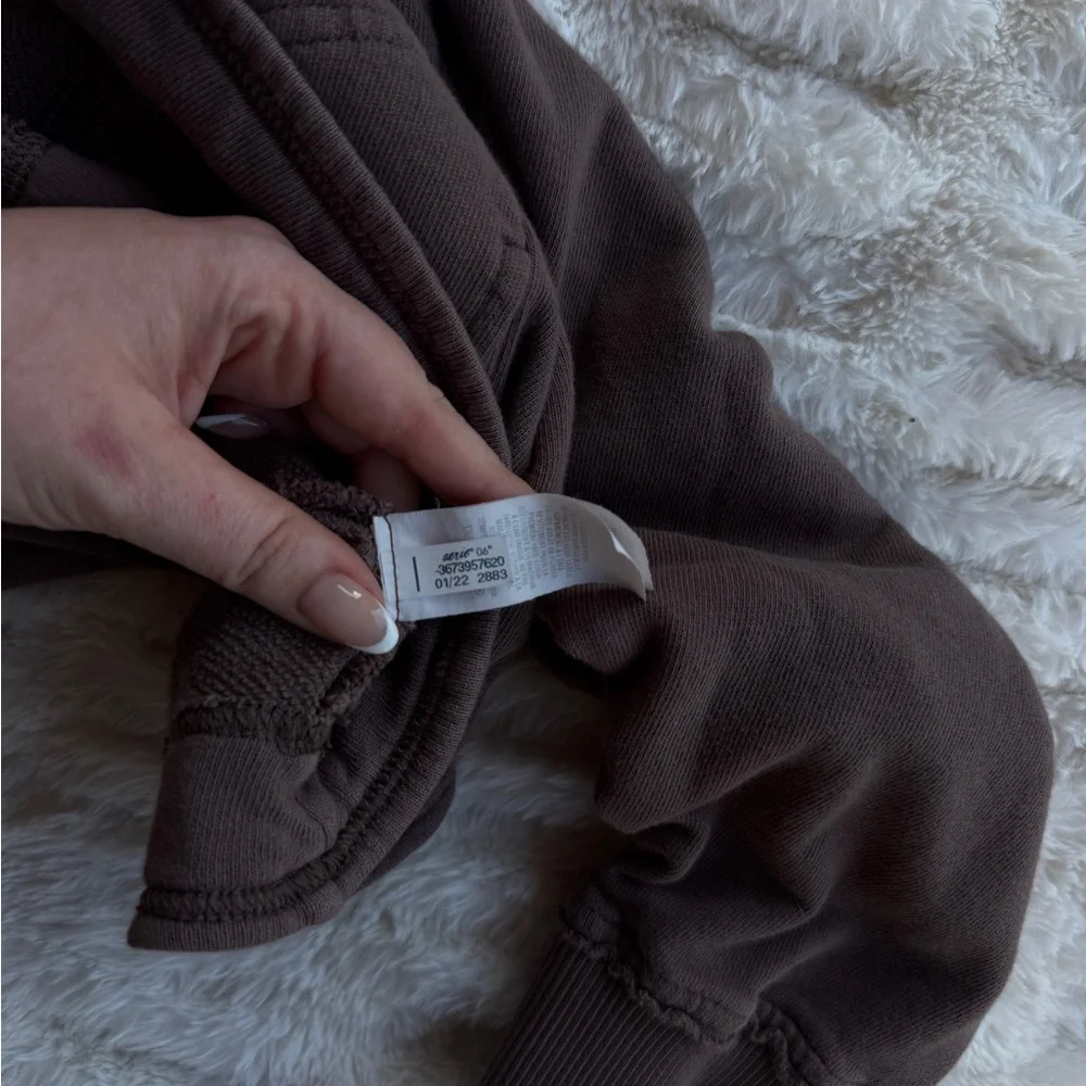 Aerie Brown Hooded Oversized Sweatshirt Sz Large - Picture 7 of 8